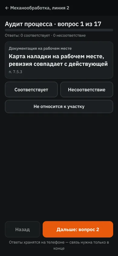 Аудит на телефоне: вопрос за вопросом